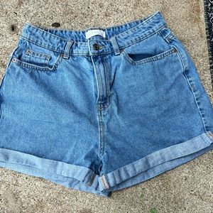 Light blue denim high waisted shorts, size 8.